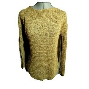INC Boat neck Sweater Top XS Brown light knit LS